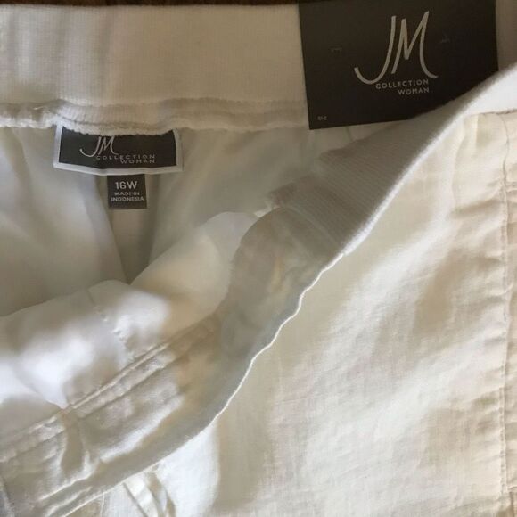 JM Collection off white lined Linen Capri pants SZ 16W straight leg New w/tags - Picture 3 of 5
